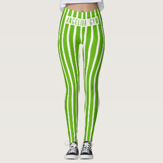Nom personnalisé Legging rayé vertical vert et bla