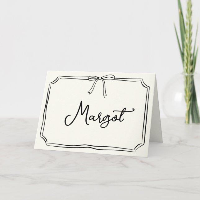 Nom personnalisé manuscrit Coquette Bow Carte pour (Devant)