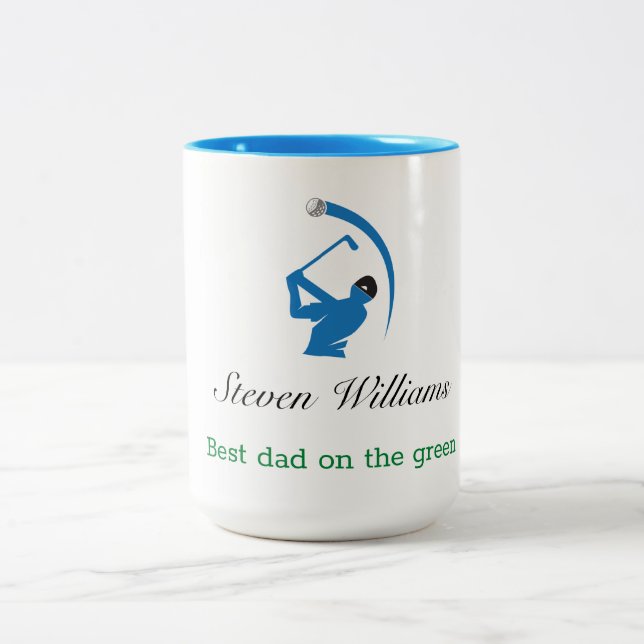 Nom personnalisé Meilleur papa Café Mug (Centre)