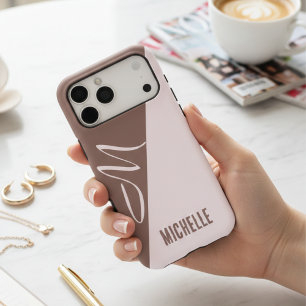 Nom personnalisé moderne Cocoa & Blush rose bloc d
