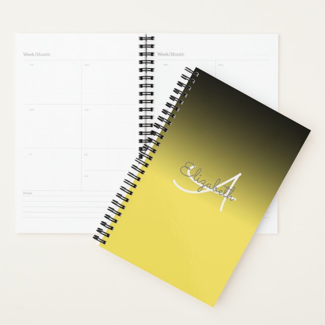Nom personnalisé Monogram Pastel Jaune Ombre Plann (Devant avec enveloppe)