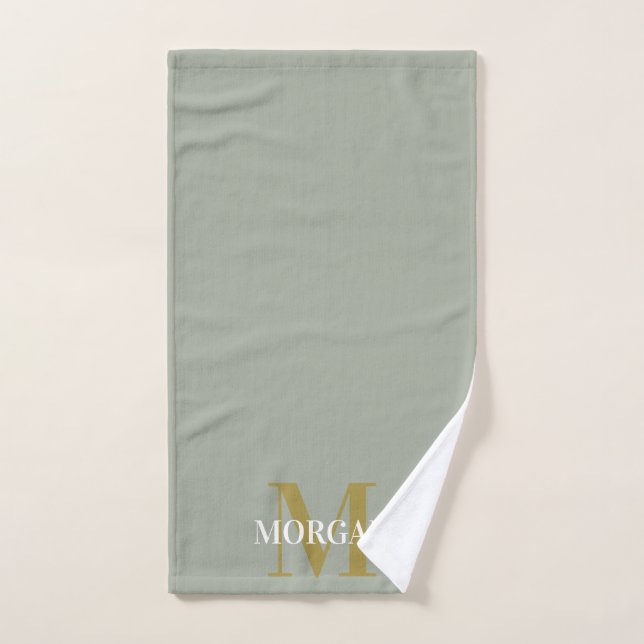 Nom personnalisé Monogram Sauge du désert (Serviette à main)