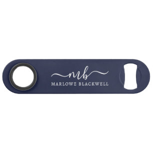 Nom personnalisé Monogramme Marine Bleu Blanc