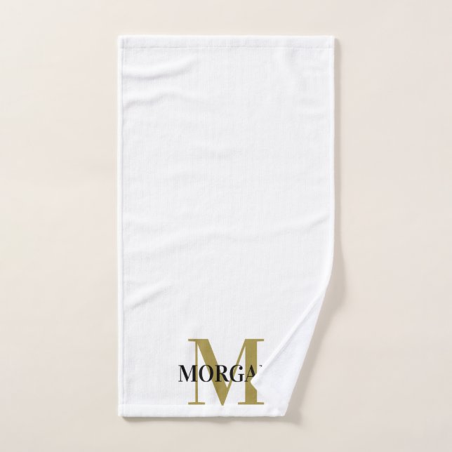 Nom personnalisé Monogramme noir blanc (Serviette à main)