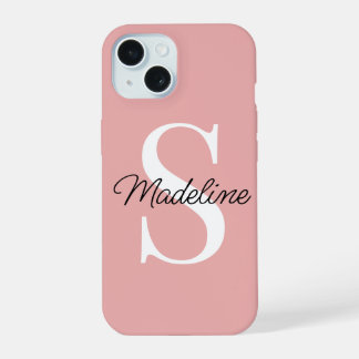 Nom personnalisé Monogramme sur Pretty Pastel Rose