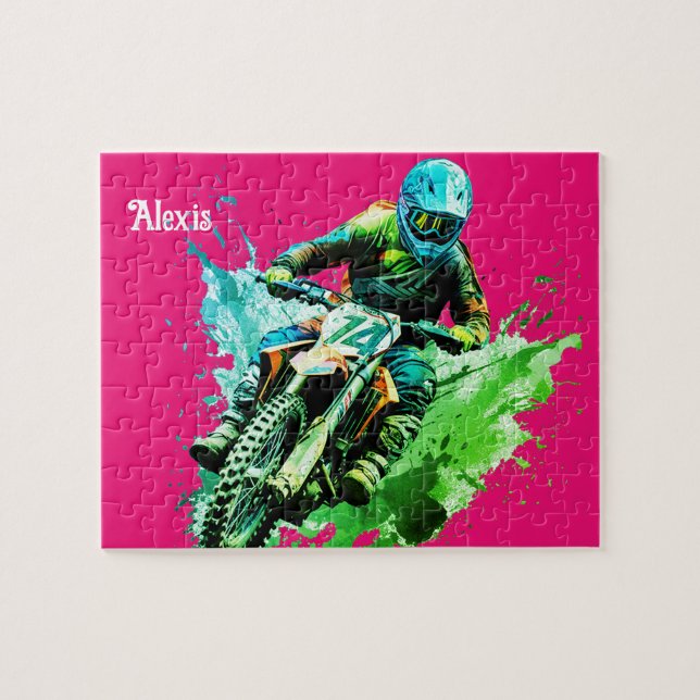 Nom personnalisé Motocross Puzzle (Horizontal)