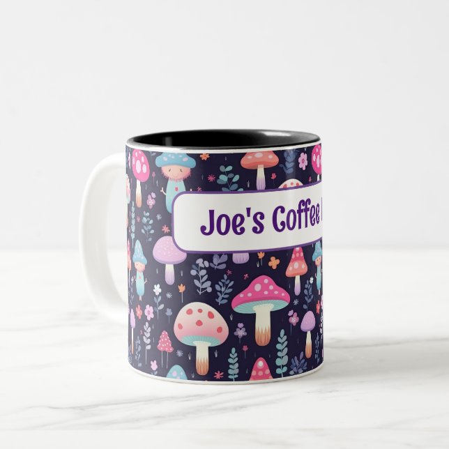 Nom personnalisé Mug cadeau de champignons (Devant gauche)