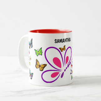 Nom personnalisé Mug papillon avec accentuation de