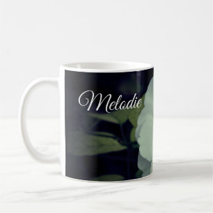 Nom personnalisé Mug photo en fleurs blanches