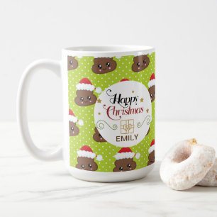 Nom personnalisé Mugs cadeaux de Noël - Poo Emoji