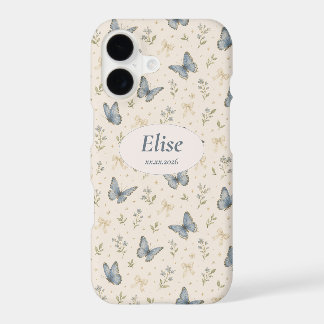 Nom personnalisé Papillon Bleu Nœud Cadeau Floral