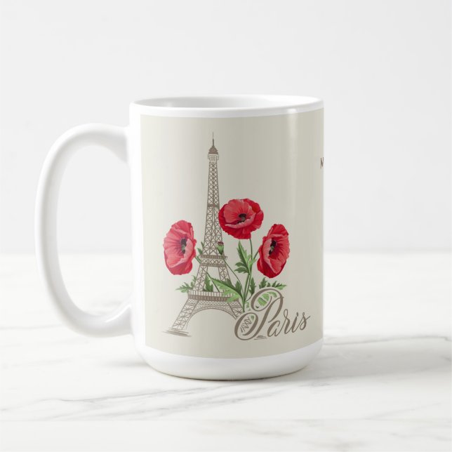 Nom personnalisé Paris France tasses (Gauche)