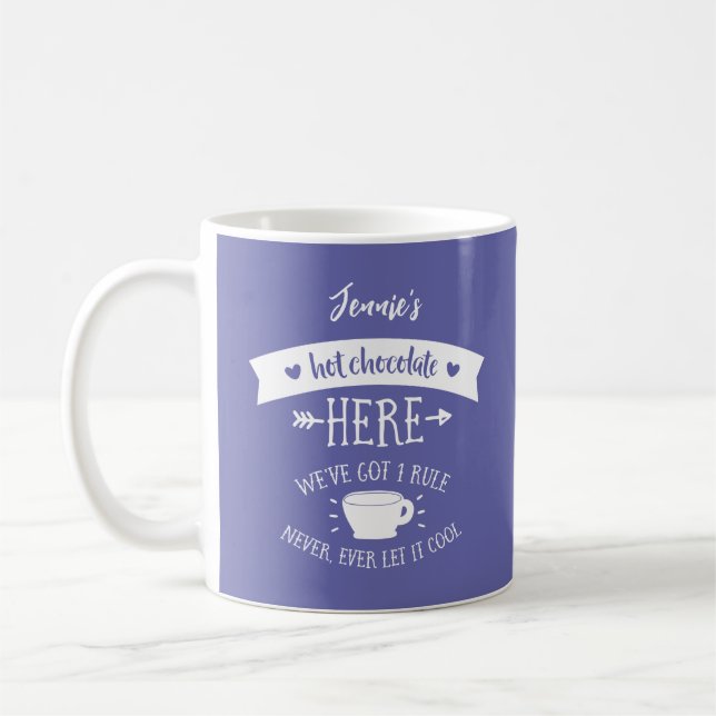 Nom personnalisé Périwinkle Chocolat chaud Mug (Gauche)