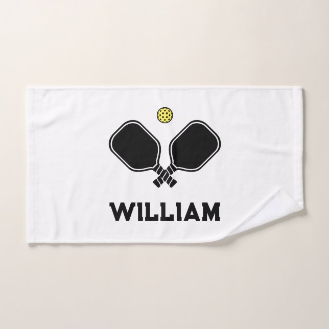 Nom personnalisé Pickleball Blanc (Serviette à main)