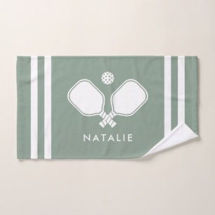 Nom personnalisé Pickleball Sage Green Stripes