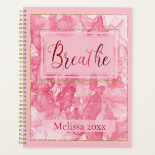 Nom personnalisé Pink Swirl & Gold Trim Planner