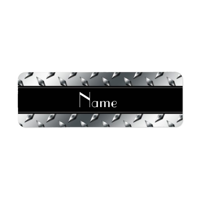 Nom personnalisé plaque diamant acier bande noire (Devant)