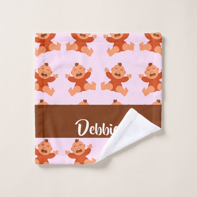 Nom personnalisé pleurant des bébés roses (Gant de toilette)