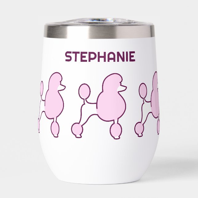 Nom personnalisé Poodles roses (Avant)