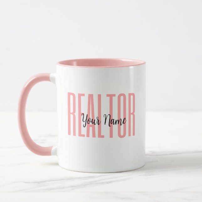 Nom personnalisé Realtor Pink Mug (Gauche)