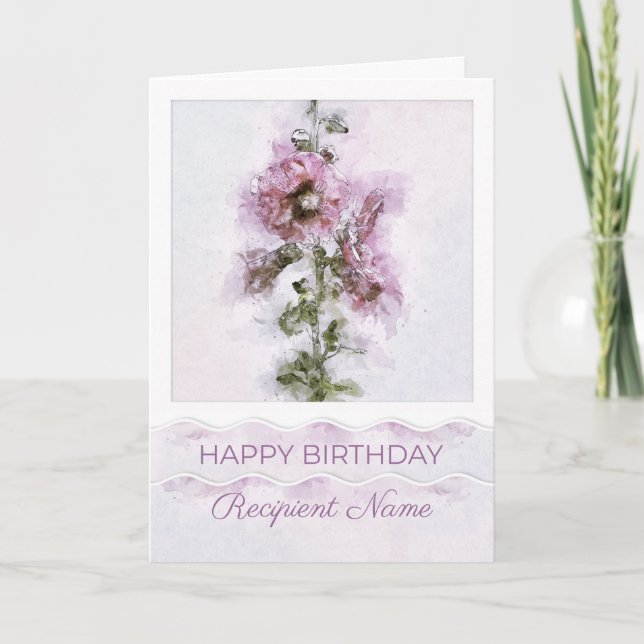 Nom personnalisé Relation Fleurs roses Carte d'ann (Devant)