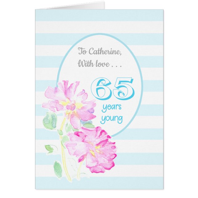 Nom personnalisé Roses roses et rayures roses 65e  (Devant)