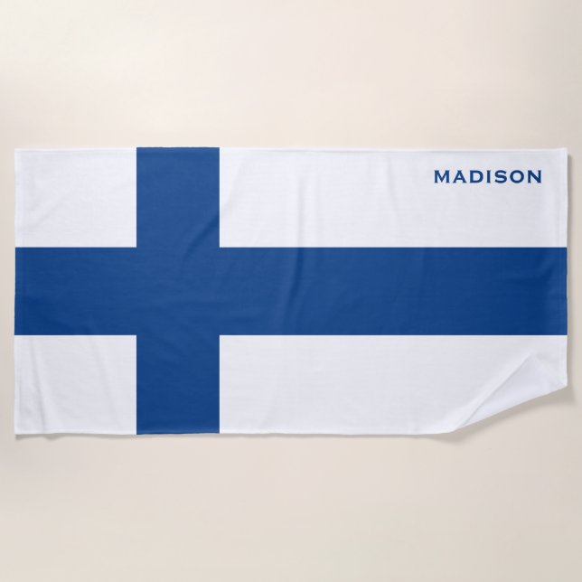 Nom personnalisé serviette de plage du drapeau fin (Devant)