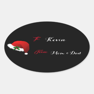 Nom personnalisé Sticker cadeau de Santa Hat étiqu