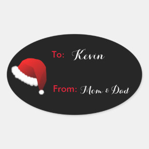 Nom personnalisé Sticker cadeau de Santa Hat étiqu
