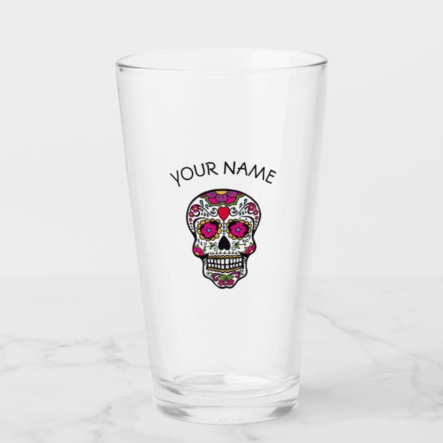 NOM PERSONNALISÉ SUGAR SKULS VERRE PINT (Devant)