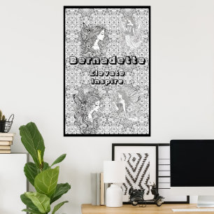 Nom personnalisé Texte Posters de coloriage de fée