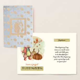 Nom personnalisé Thanksgiving Real Foil Cartes pou