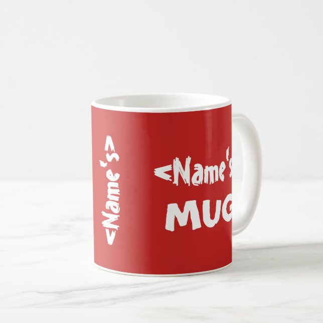 Nom personnalisé Trio Rouge Blanc Mug (Devant droit)