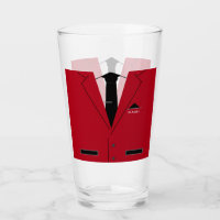 Nom personnalisé Verre de texte avec costume rouge