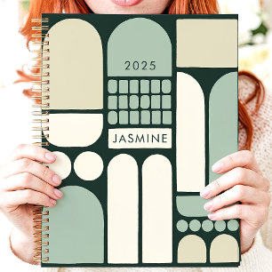 Nom personnalisé vert géométrique abstrait 2025