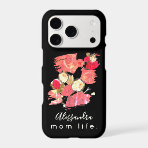 Nom personnalisé Vie de maman Fleurs noires Roses