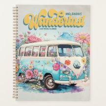 Nom personnalisé Wanderlust Retro Bus Travel