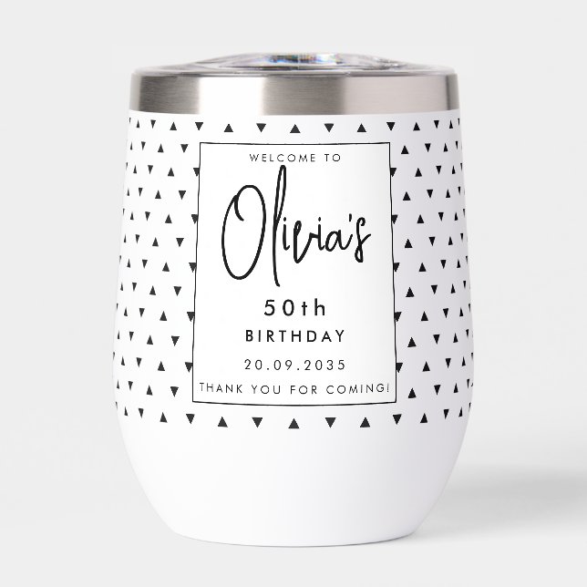 Nom personnel élégant moderne noir & blanc 50e (Avant)