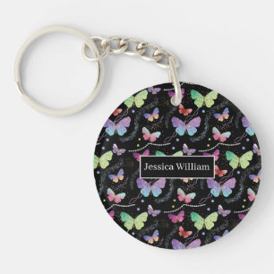 Nom personnel Elégant Purple Bright Butterflies Ke