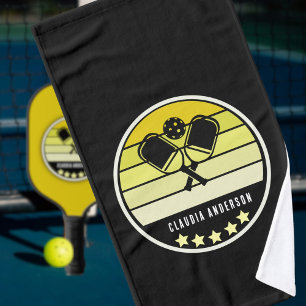 Nom personnel Pickleball jaune Paddle Noir