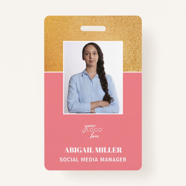 Nom photo de l'employé personnalisé et badge d'ID  (Devant)
