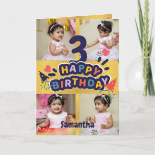 Nom photo Gold moderne Bonne 3e carte d'anniversai