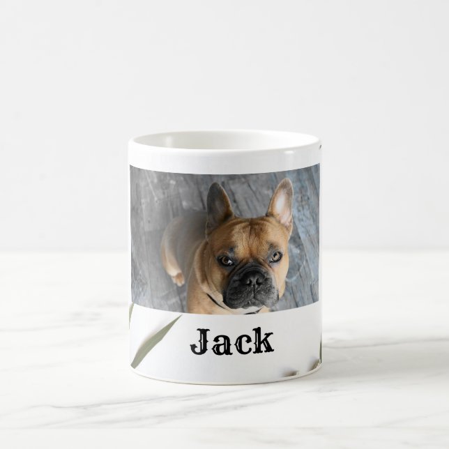 Nom photo personnalisé Cute Dog Coffee Mug (Centre)
