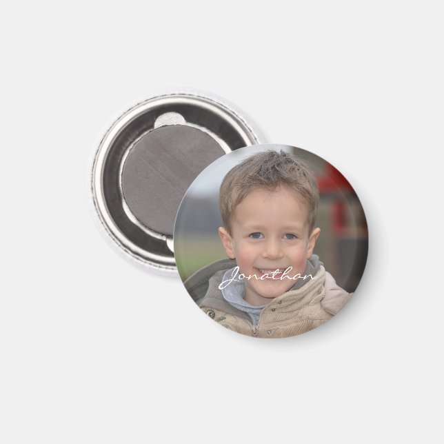 Nom photo personnalisé Magnet rond (Recto/Verso)