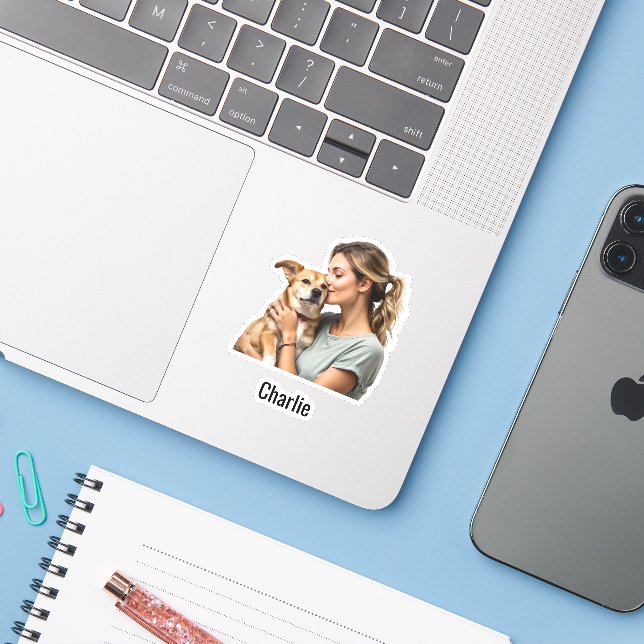 Nom photo personnalisé Stickers de vinyle étanche (Ordinateur portable avec iPhone)