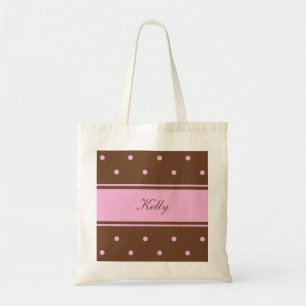 Nom Pink Polka Dot Bridesmaid Sac fourre-tout