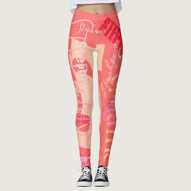 Nom répétitif personnalisé 9 lettres Leggings (Devant)