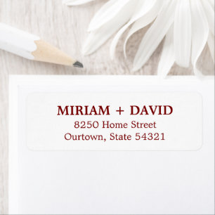 Nom Serif Minimaliste Rouge + Adresse de Retour