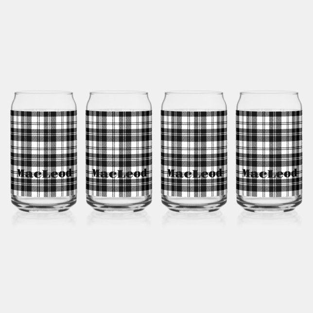 Nom simple du monogramme noir et blanc de Tartan | (Recto)