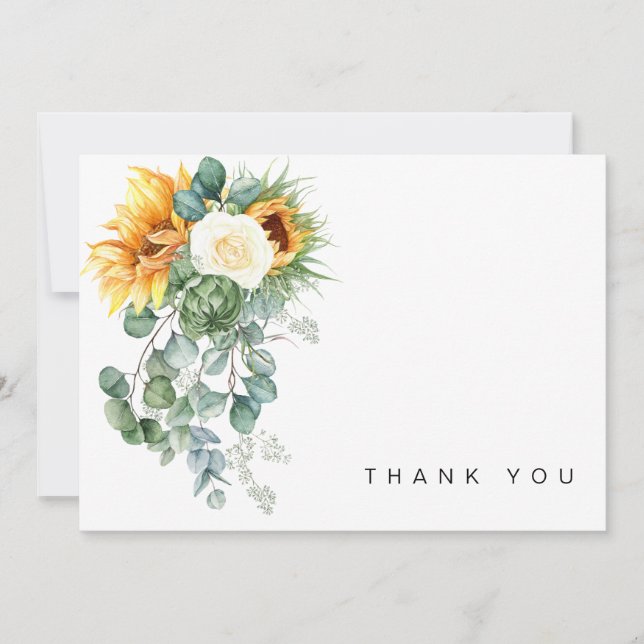 Nom Sunflower Floral Blank Funeral Merci (Devant)